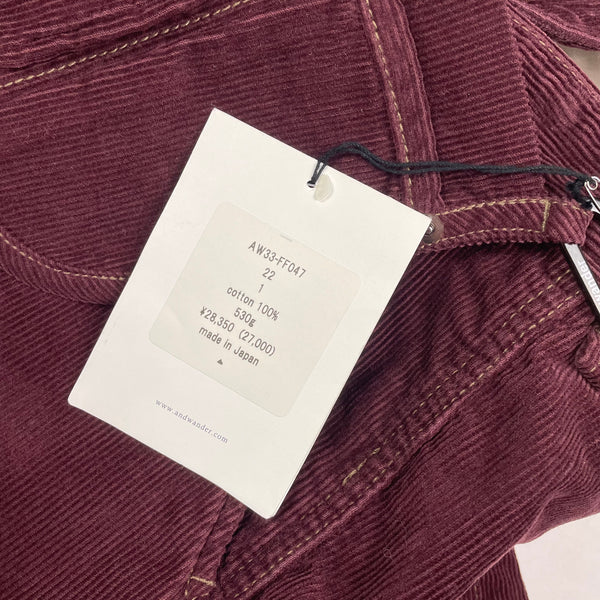 And Wander Corduroy Apron Pants, Size 28