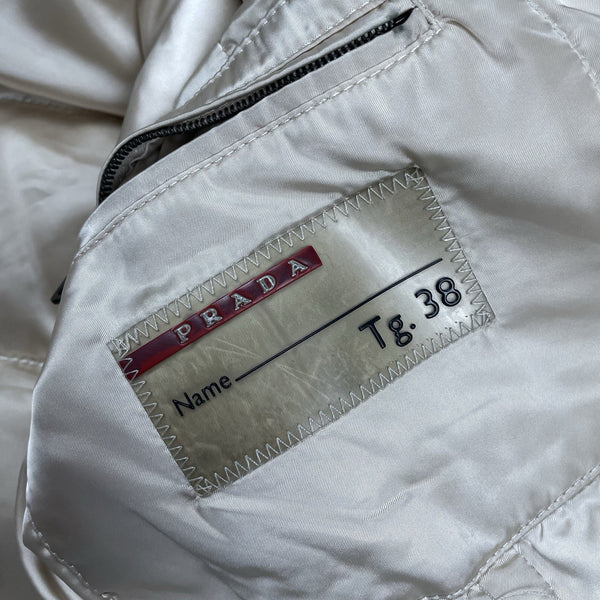 Prada Down Puffer Jacket Fur Collar, Size Small