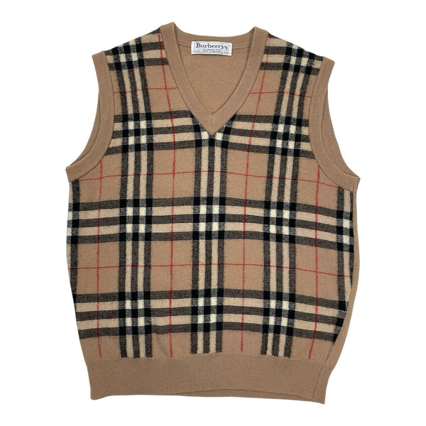 Vintage Burberry Nova Check Knit Vest, Size Small