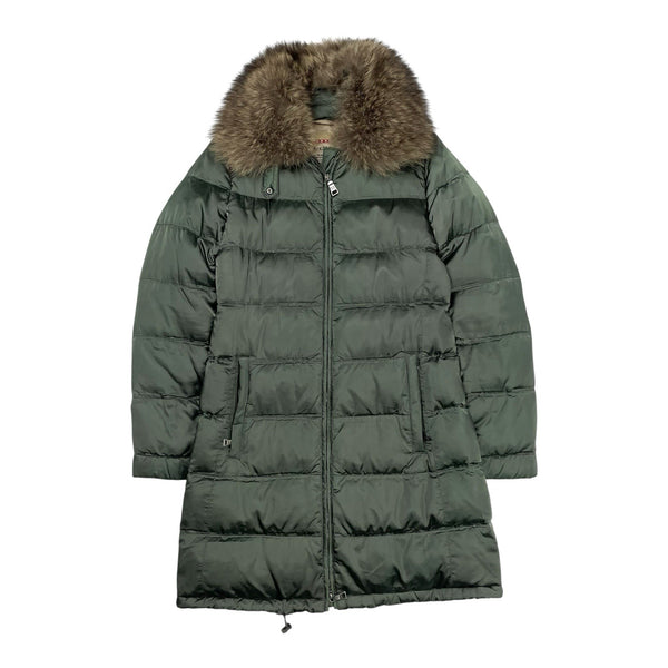Prada Down Puffer Jacket Fur Collar, Size Small