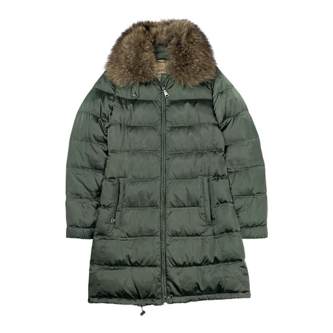 Prada Down Puffer Jacket Fur Collar, Size Small