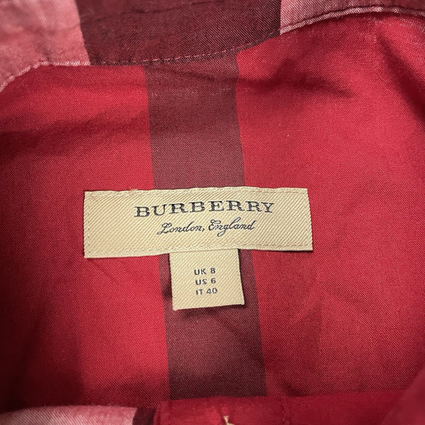 Burberry Nova Check Plaid Popover Shirt, Size UK 8