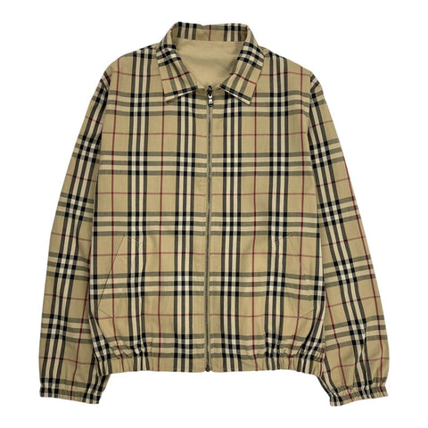 Vintage Burberry Jacket Nova Check Reversible Coat Tan Beige Harrington Medium M