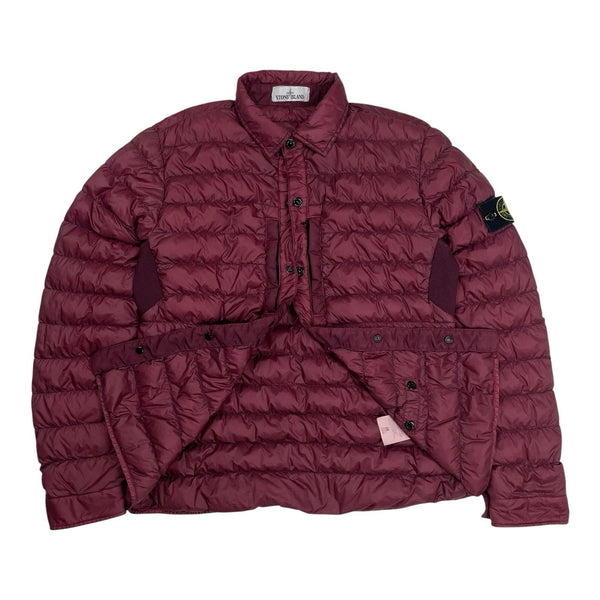 Stone Island Down Overshirt Garment Dyed Micro Yarn Jacket Shacket, Size Medium