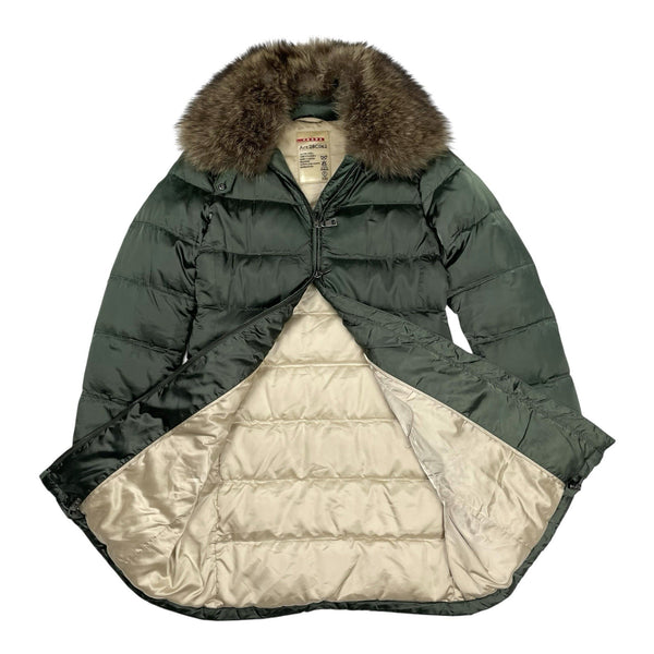 Prada Down Puffer Jacket Fur Collar, Size Small